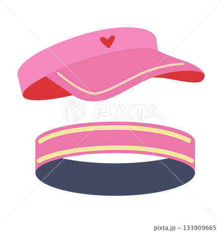 Pink sports visor and elastic headband set for workout, running, and outdoor training. Trendy modern vector illustration isolated on white background, hand drawn, flat design Pink sports visor and elastic headband set for workout, running, and outdoor training. Trendy modern vector illustration isolated on white background, hand drawn, flat design 133909665