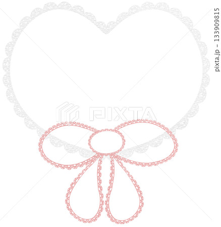Heart Decorated with White Lace Border and Bow Illustration for Valentine's Day The Day of Love 133909815
