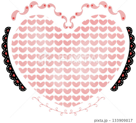 Heart Decorated with White Lace Border and Bow Illustration for Valentine's Day The Day of Love Heart Decorated with White Lace Border and Bow Illustration for Valentine's Day The Day of Love 133909817