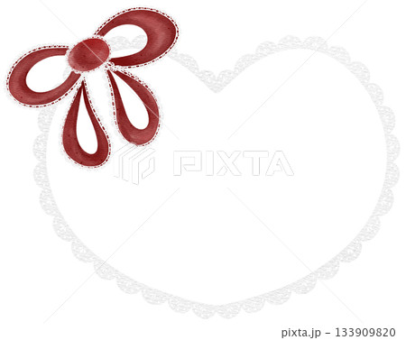Heart Decorated with White Lace Border and Bow Illustration for Valentine's Day The Day of Love Heart Decorated with White Lace Border and Bow Illustration for Valentine's Day The Day of Love 133909820