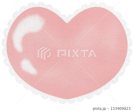 Heart Decorated with White Lace Border and Bow Illustration for Valentine's Day The Day of Love 133909823