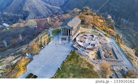 aerial view of Garni Temple in Azat Gorge, Armenia aerial view of Garni Temple in Azat Gorge, Armenia 133910162