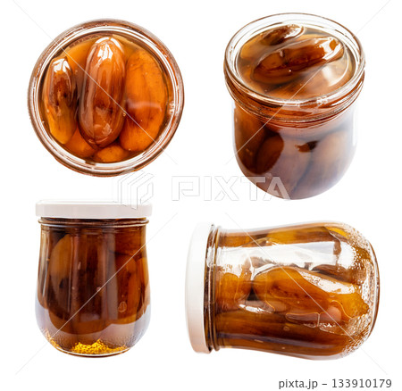 set from glass jars with armenian eggplant jam 133910179