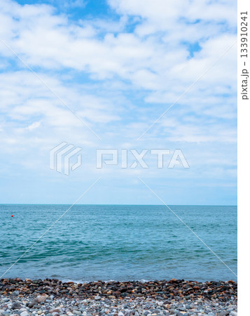 view of Black Sea from pebble beach in Batumi view of Black Sea from pebble beach in Batumi 133910241