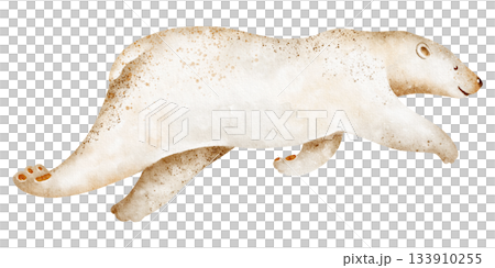 Polar bear swimming isolated on white background. Watercolor illustration of ursus maritimus. Hand drawn animal sketch for design and print, hand drawn sketch for wildlife, nature and design projects. Polar bear swimming isolated on white background. Watercolor illustration of ursus maritimus. Hand drawn animal sketch for design and print, hand drawn sketch for wildlife, nature and design projects. 133910255