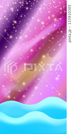 Realistic cartoon Chhristmas snow hills with falling snowflakes and northern lights vertical background. Winter vertical landscape design element with snow. north pole snowy fields and falling snow Realistic cartoon Chhristmas snow hills with falling snowflakes and northern lights vertical background. Winter vertical landscape design element with snow. north pole snowy fields and falling snow 133910305