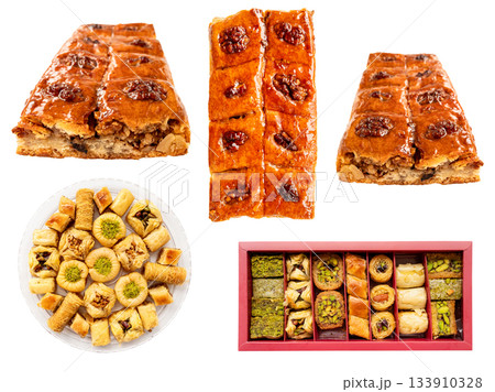 set of various pakhlava cutout on white 133910328