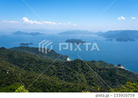 Seto Inland Sea and Hiroshima Bay from Mount Misen summit, Miyajimaa, Japan Seto Inland Sea and Hiroshima Bay from Mount Misen summit, Miyajimaa, Japan 133910759