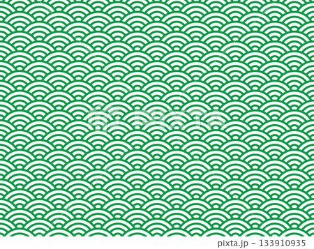 緑色の青海波のパターン 133910935