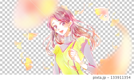 女人外出秋季銀杏 133911354