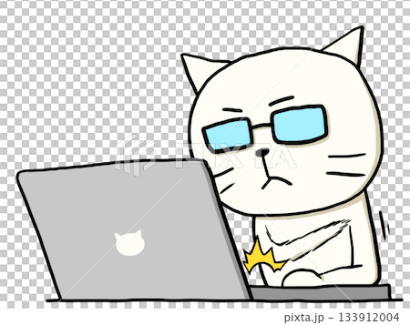 Illustration of a cat working on a computer. Press the enter key. Illustration of a cat working on a computer. Press the enter key. 133912004