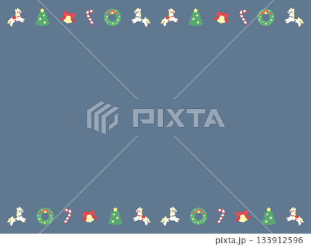 クリスマスモチーフのかわいいフレーム　紺　4:3サイズ 133912596