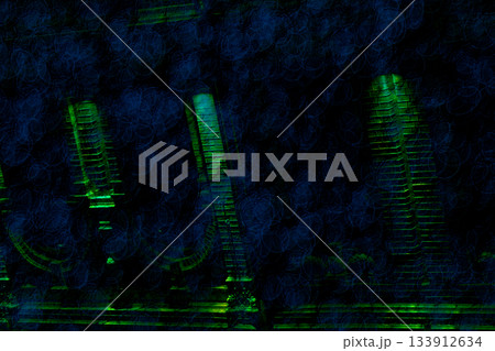 Green night mysterious columns of house in dark gray blue 133912634