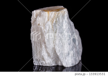 Macro mineral stone Talc on black background 133913531