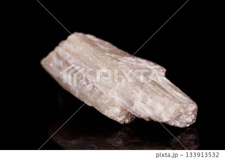 Macro mineral stone Orthoclase on black background 133913532