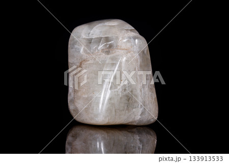 Macro mineral stone Moonstone on black background 133913533