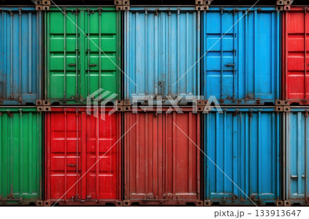 Colorful Shipping Containers Texture for Logistics and Design 133913647