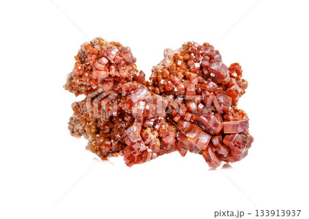 Macro mineral stone Vanadinite on a white background Macro mineral stone Vanadinite on a white background 133913937