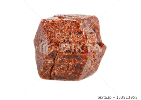 Macro mineral stone Garnet on a white background 133913955