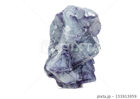 Macro mineral stone Fluorite on white background 133913959