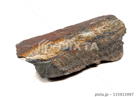 Macro mineral stone Snake eye in the rock a white background Macro mineral stone Snake eye in the rock a white background 133913997