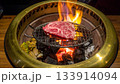 Grilling Wagyu Beef on a Charcoal Grill 133914094