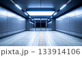 Empty Subway Station Tunnel with Glass Doors 133914106