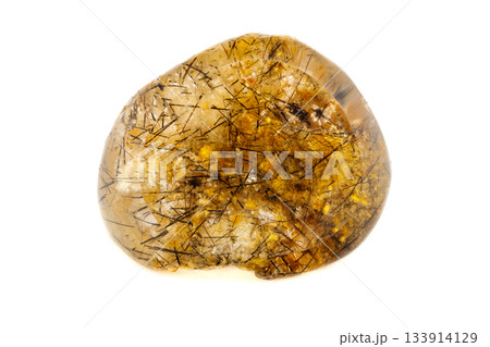 Macro mineral stone Quartz aquarium on a white background Macro mineral stone Quartz aquarium on a white background 133914129