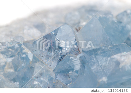 Macro mineral stone Celestine in the breed a white background Macro mineral stone Celestine in the breed a white background 133914188