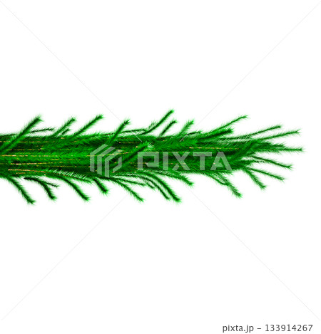 3D Realistic Christmas Garland Made of Evergreen Pine Branch with Green Needles for Decoration 133914267