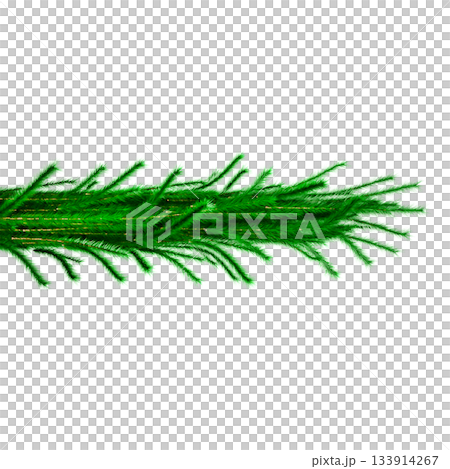 3D Realistic Christmas Garland Made of Evergreen Pine Branch with Green Needles for Decoration 133914267