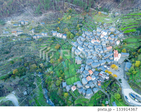Piodao Historic Schist Village. Portugal. Aerial view Piodao Historic Schist Village. Portugal. Aerial view 133914367