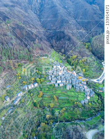 Piodao Historic Schist Village. Portugal. Aerial view 133914371