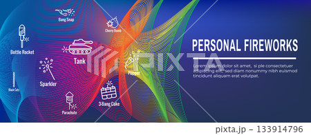 Fireworks and Independence Day Icon Set Web Header Banner 133914796