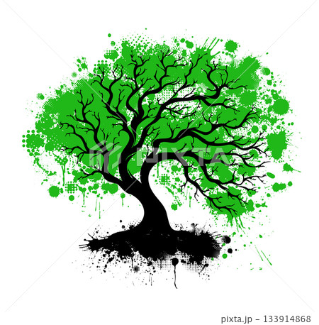 Abstract tree made of blots. Vector illustration. Not AI Abstract tree made of blots. Vector illustration. Not AI 133914868