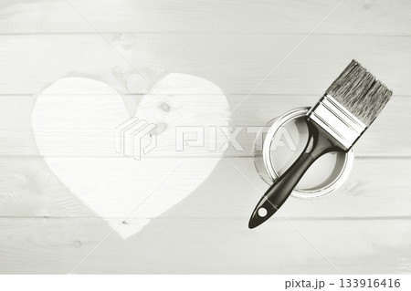 Painting white heart on wooden background for valentine. Color of 2026 year dancer in the white cloud Painting white heart on wooden background for valentine. Color of 2026 year dancer in the white cloud 133916416