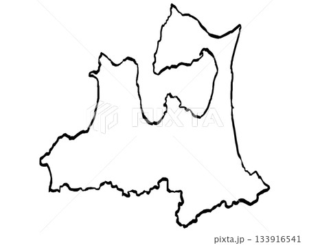 青森県地図のイラスト （筆タッチ） シンプル 133916541