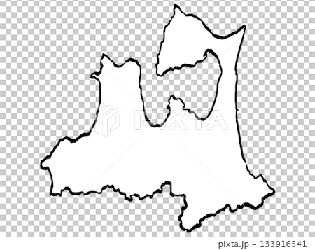 青森県地図のイラスト （筆タッチ） シンプル 133916541