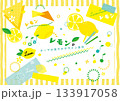 レモンがテーマのポップなイラストデザイン背景素材 133917058