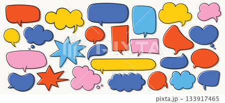 Vector set of colorful speech bubbles and comic chat balloons Vector set of colorful speech bubbles and comic chat balloons 133917465