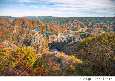 茨城県常陸太田市 紅葉の竜神大吊り橋 茨城県常陸太田市 紅葉の竜神大吊り橋 133917747
