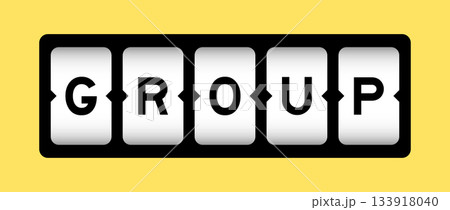Black color in word group on slot banner with yellow color background 133918040