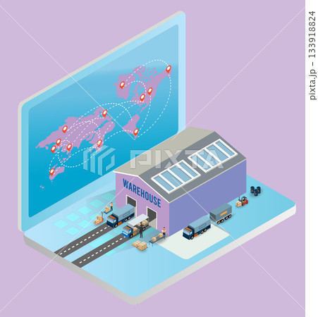 Global Logistics and Warehouse Management System on Laptop Global Logistics and Warehouse Management System on Laptop 133918824