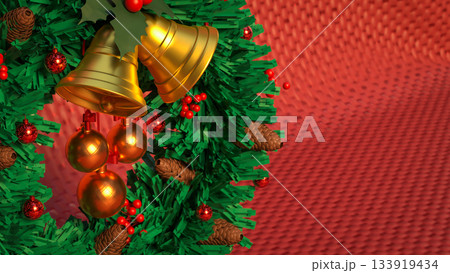 Festive Christmas Wreath Holiday Decoration Background 3d rendering. Festive Christmas Wreath Holiday Decoration Background 3d rendering. 133919434