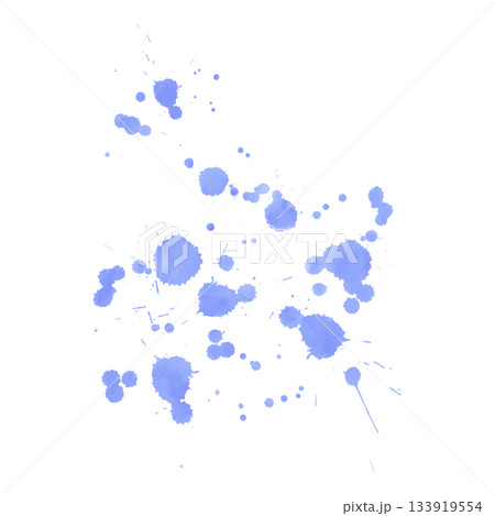 Watercolor splashes of blue azure color, background, handmade digital illustration on white background. Element for design in printing, packaging, textile, wallpaper. 133919554