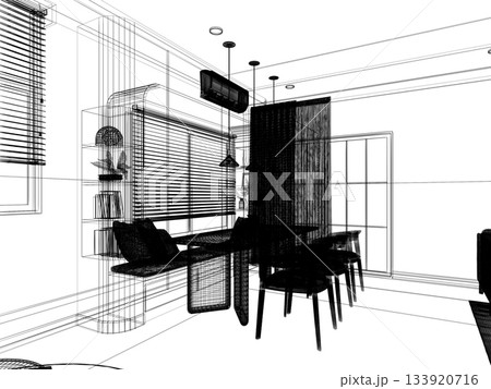 modern dining room interior design ,3d renderingのイラスト素材 [133920716] - PIXTA