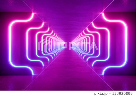 colorful modern lighting with interior empty space, 3d rendering sci-fi concept colorful modern lighting with interior empty space, 3d rendering sci-fi concept 133920899