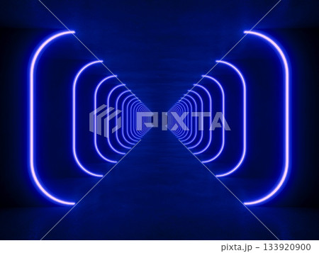 Blue modern lighting with interior empty space, 3d rendering sci-fi concept Blue modern lighting with interior empty space, 3d rendering sci-fi concept 133920900