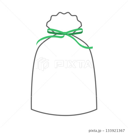 袋ラッピング　ギフト　リボン　プレゼント　緑色　背景白　ベクターpng透明 133921367