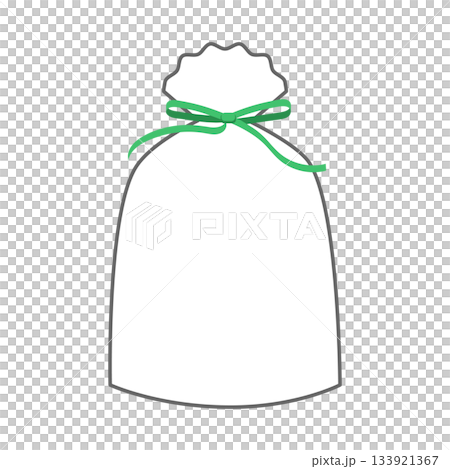 袋ラッピング　ギフト　リボン　プレゼント　緑色　背景白　ベクターpng透明 133921367